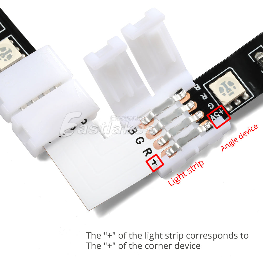 RGB LED Lighting Strip Right Angle and Extension Connector - Eastlakes Electronics